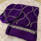 Viscous georgette saree with satin border and sequins embroidery