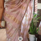 Pure organza tissue in silver and gold zari stripes saree