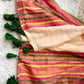 Premium pure mul cotton saree with green tassels and jacquard border