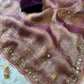 Tissue silk saree with handwork borders and velvet blouse