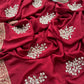Premium munga silk saree with Banarasi weavings -Red