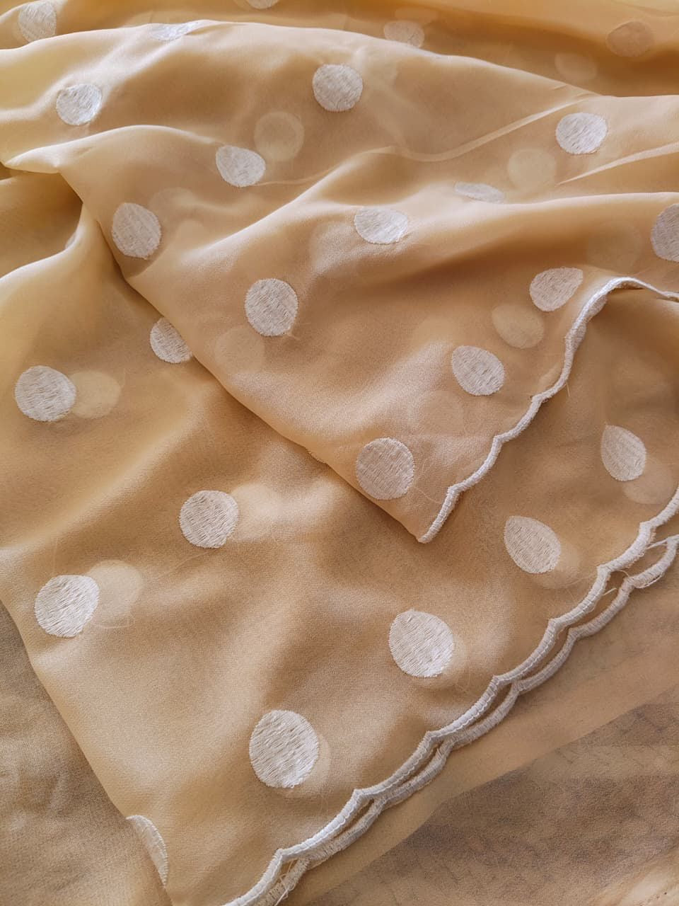 Soft georgette crepe saree with polka embroidery
