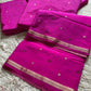 Premium semi crape Banarasi silk saree with small buttis and border