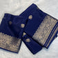 Soft viscous crepe silk with flower buttas and Banarasi border