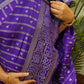 Banarasi semi Katan georgette saree with bandhini prints