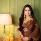 Soft glass tissue organza saree with handwork