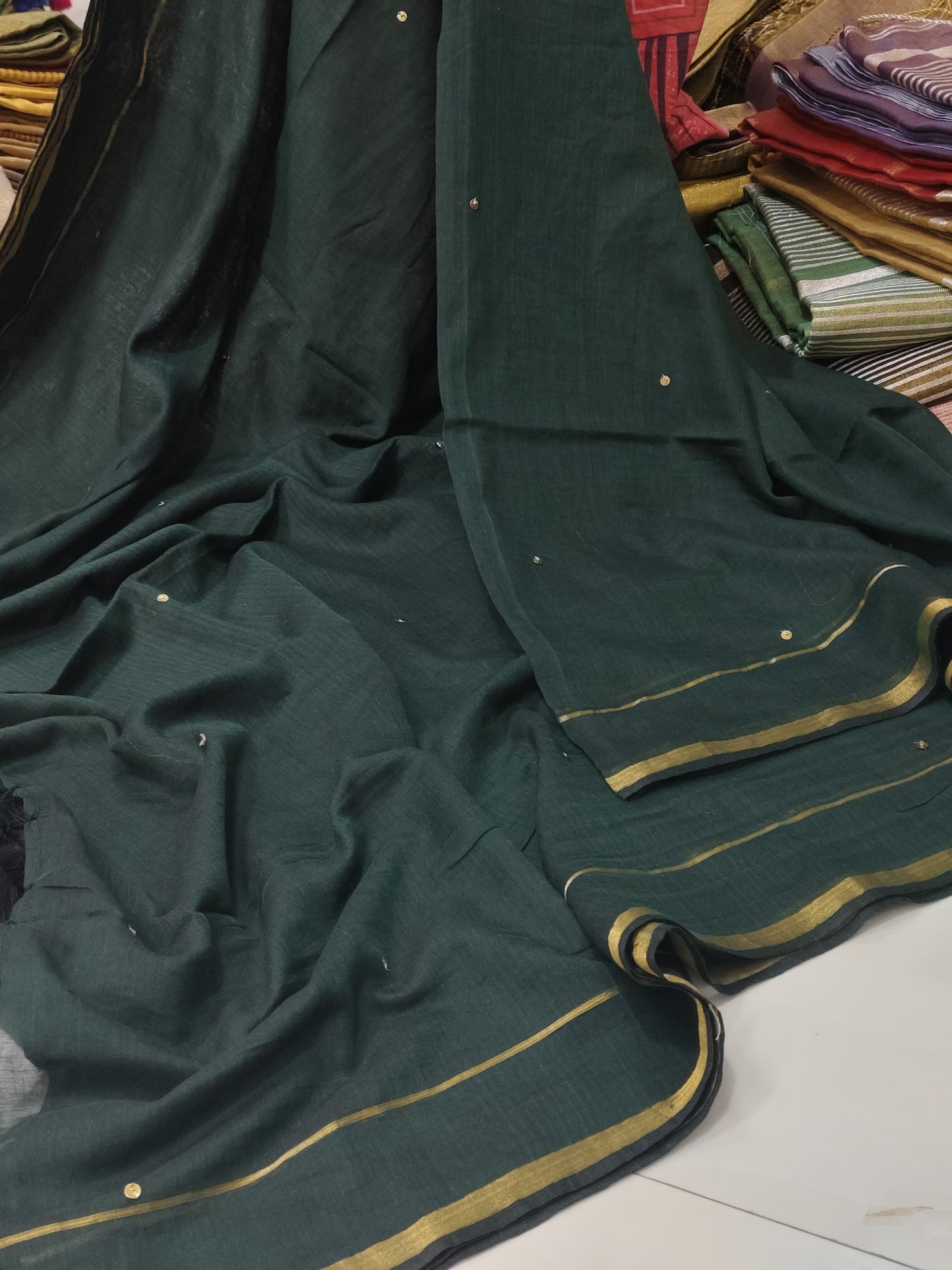 Soft Mul cotton with double zari border