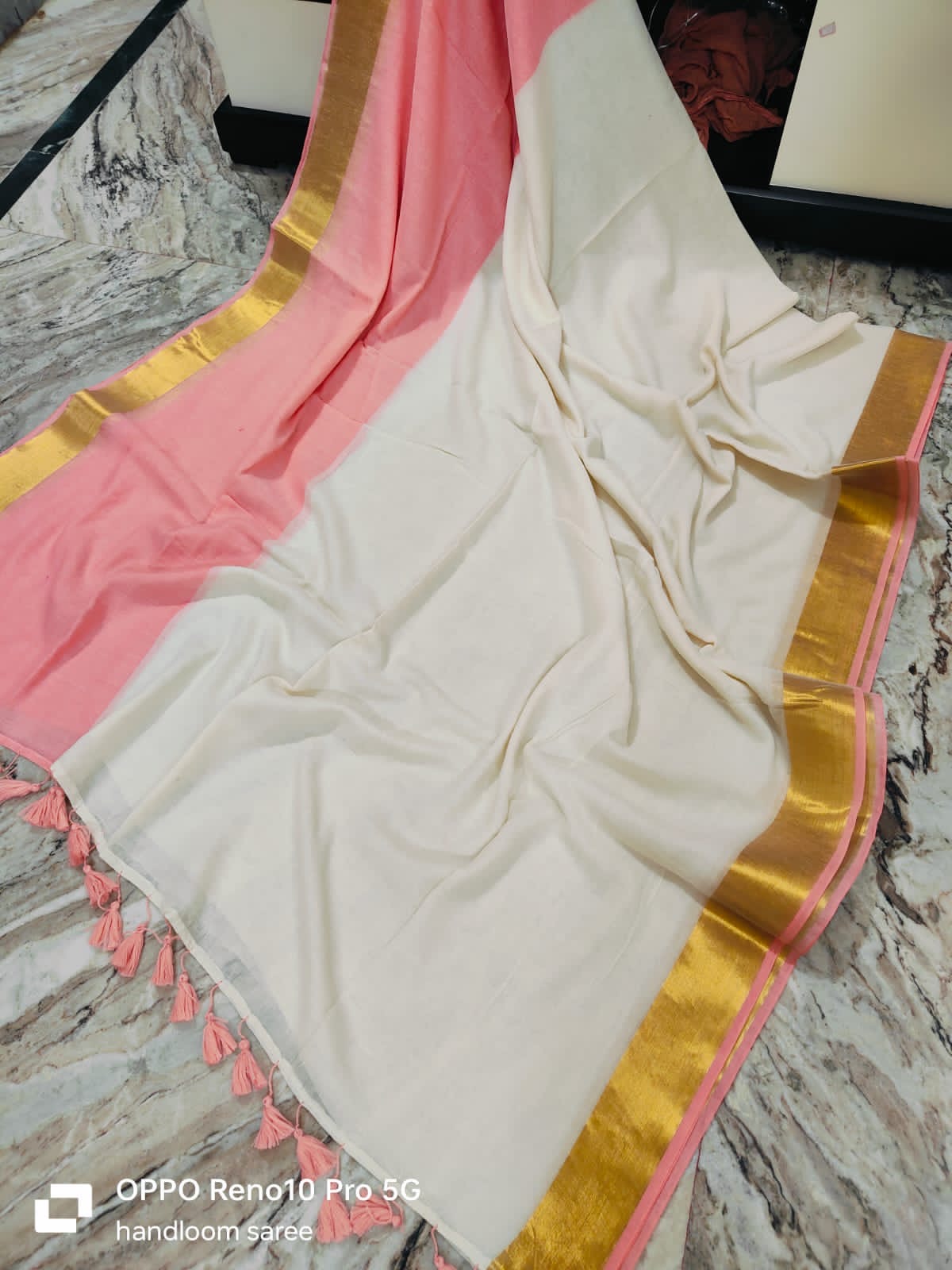 Soft Mul Cotton saree - Pink