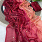 Ombré shaded fendi satin shimmer saree with sequins embroidery