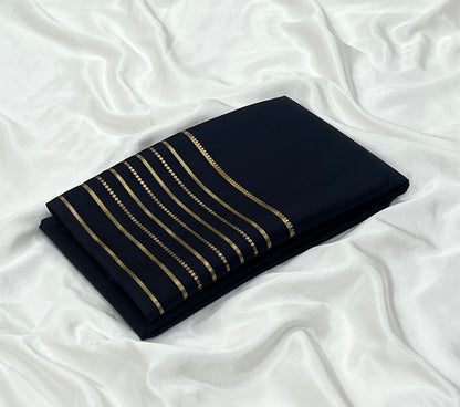 Soft semi Mysore crepe silk sarees with zari stripe border