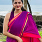 Pure mul cotton saree half pink purple