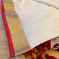 Premium kerala cotton saree with Red Zari border