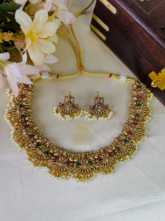 Beautiful Lakshmi necklace white beads