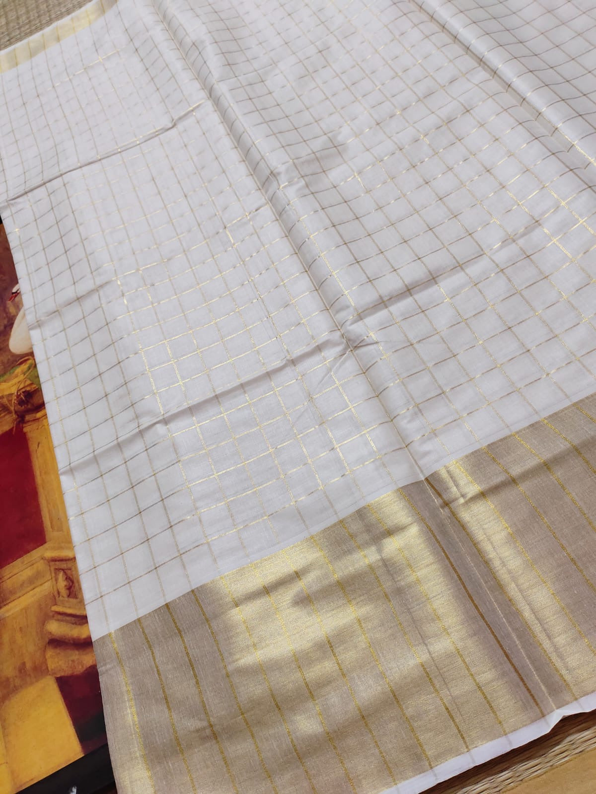 Kerala cotton saree with big border and checks