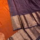 Beautiful premium rust orange semi silk saree with copper zari border