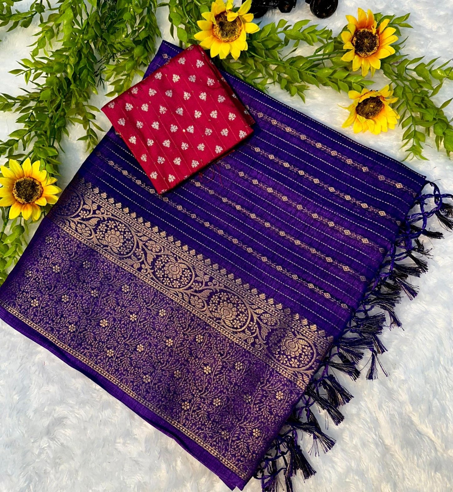 Beautiful semi dola silk sarees with zari lines
