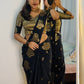 Semi katan Banarasi silk saree with beautiful weaving buttas