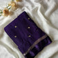 Viscous georgette with satin borders and round sequins buttas