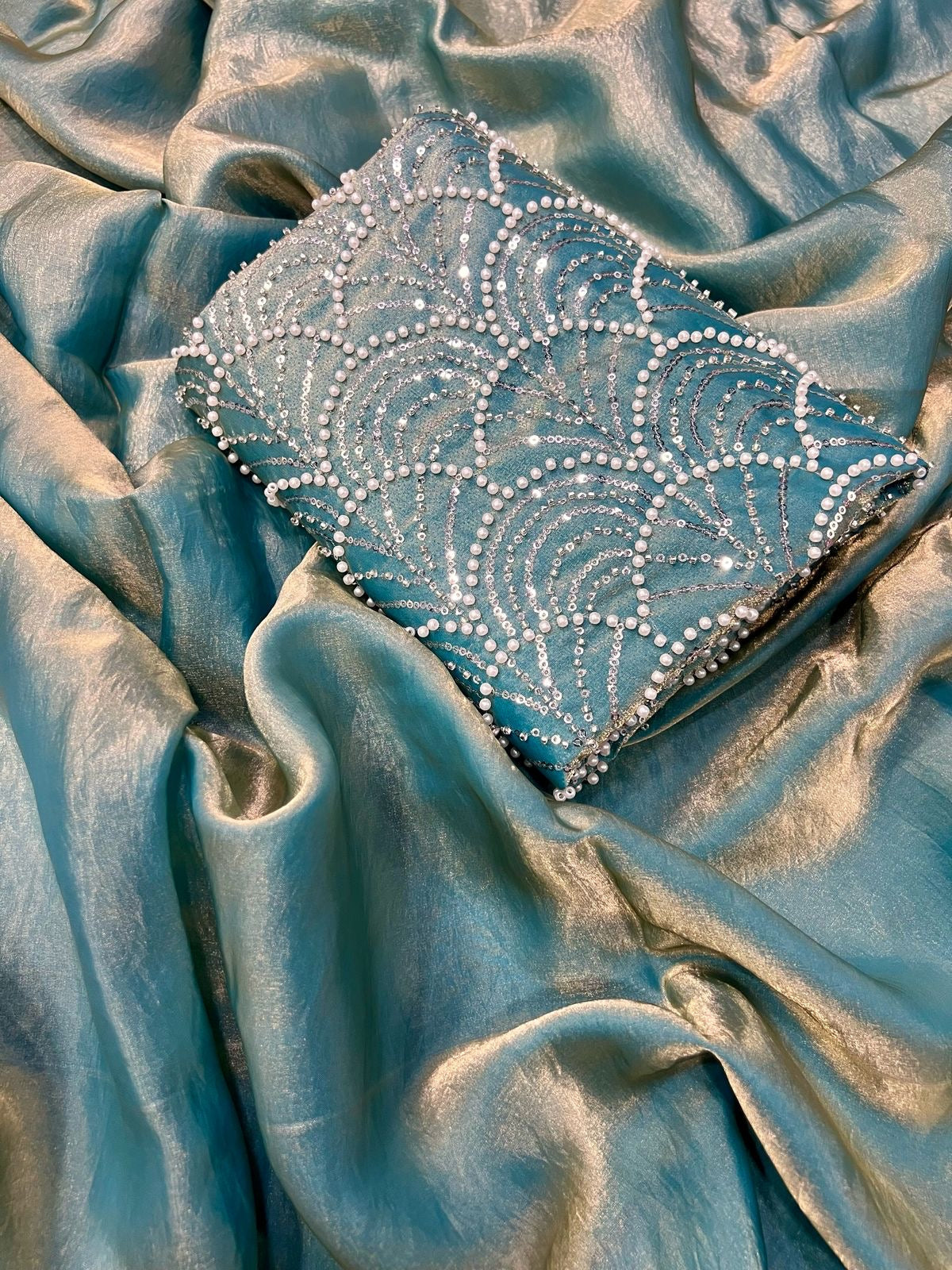 Space silk saree with handwork blouse