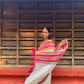 Pure authentic mul cotton saree with pink zari border