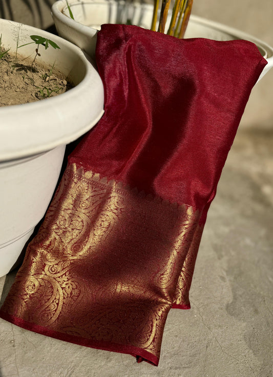Gorgeous warm silk saree with broad border