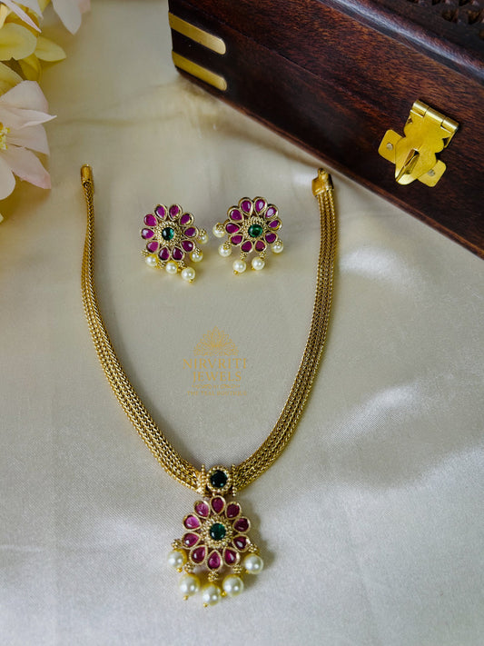 Small attigai necklace - pink
