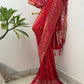 Banarasi semi Katan georgette saree with bandhini prints