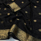 Soft viscous crepe silk with flower buttas and Banarasi border
