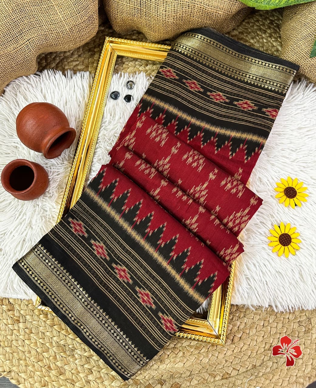 Soft ikkat printed mix cotton sarees