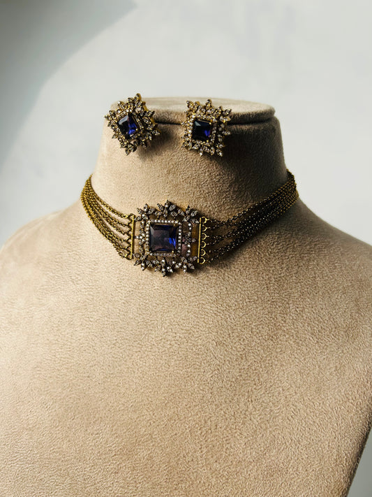 Beautiful AD Blue choker set