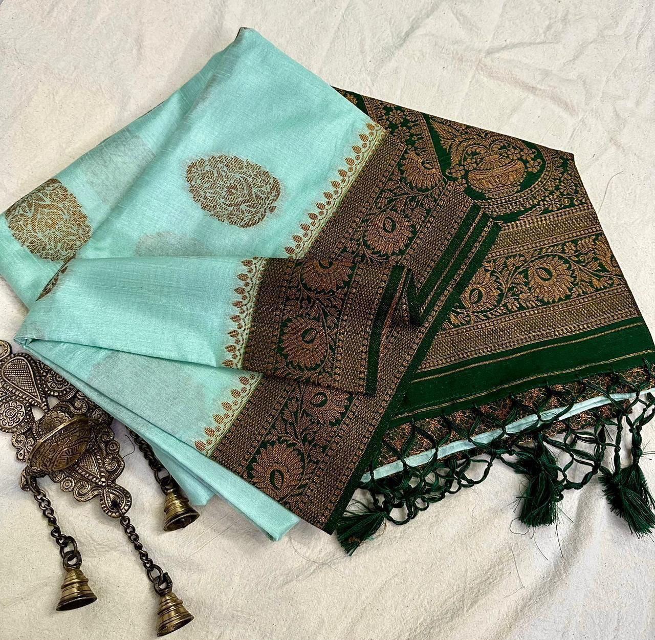 Soft Banarasi mulberry cotton silk saree