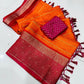 Beautiful semi dola silk sarees with zari lines