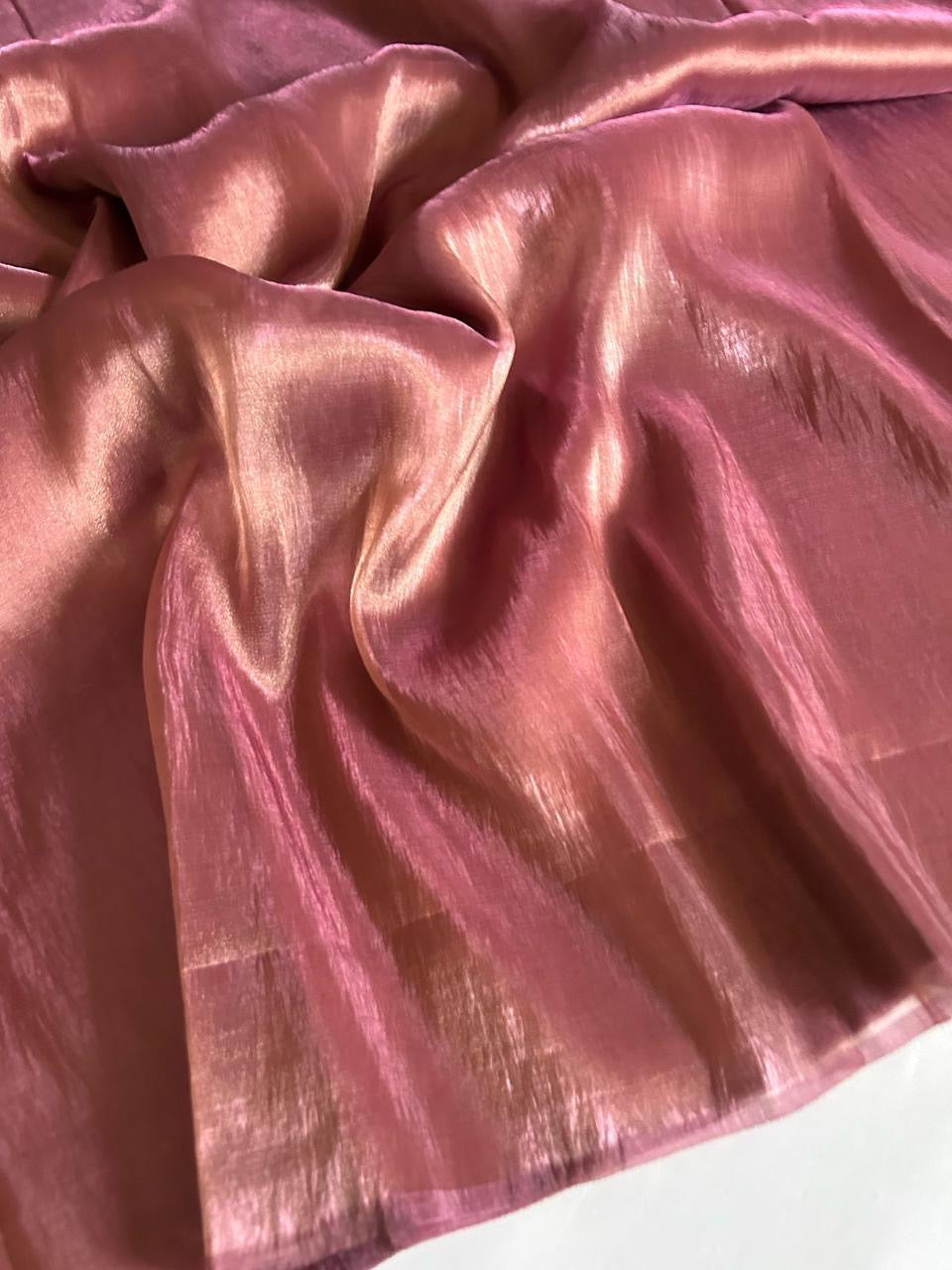 Soft tissue saree with metallic finish
