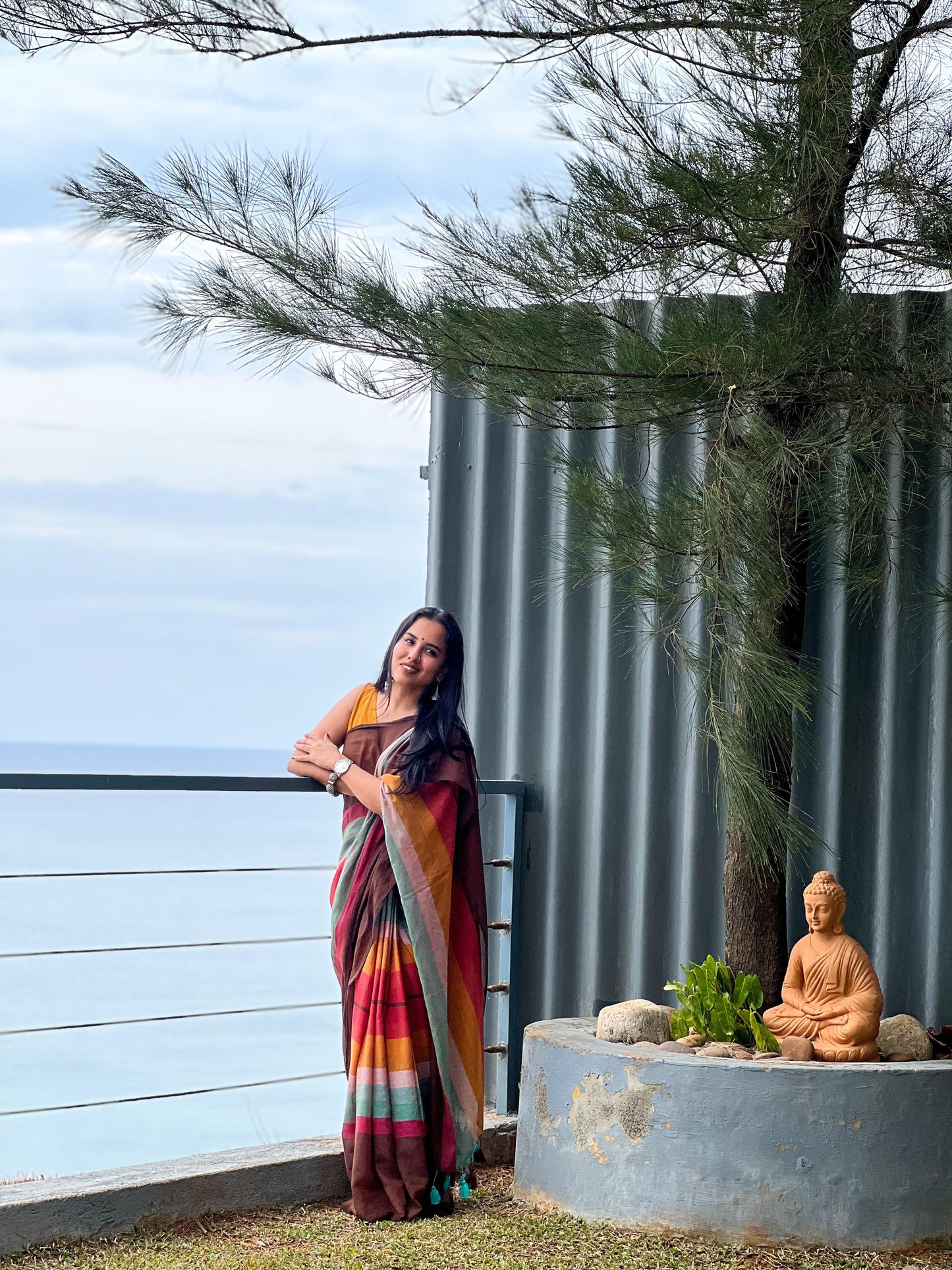 Mul Cotton saree with tassels - BBY