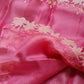 Pure organza silk saree with embroidery scallop border