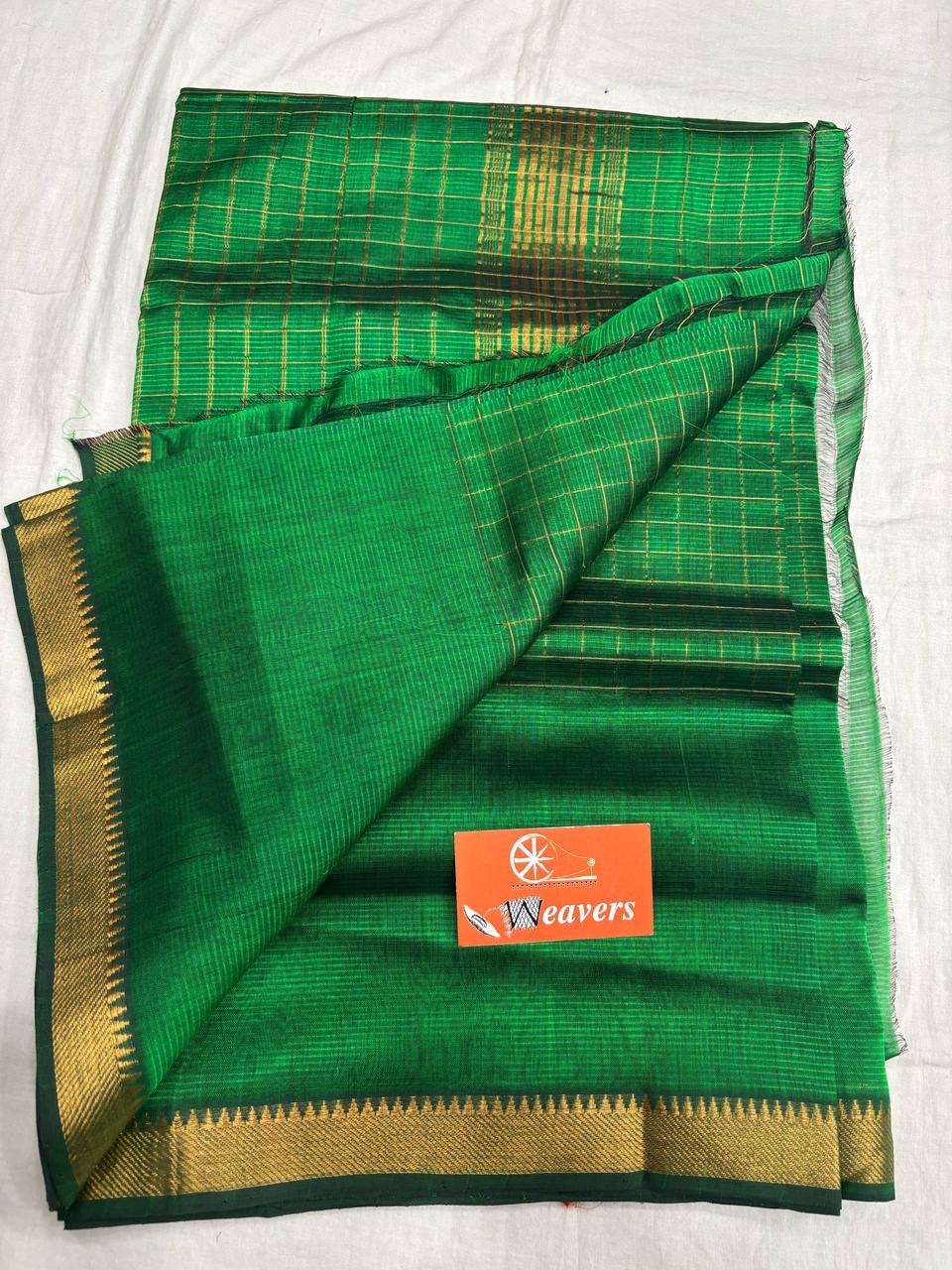 Beautiful Mangalagiri Silk cotton saree with zari checks
