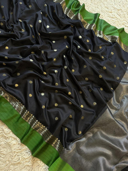 Beautiful semi Banarasi satin silk saree