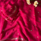 Viscous georgette with satin borders and round sequins buttas