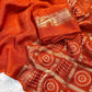 Beautiful viscous crape silk saree with Bandhini pallu