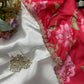 Floral chinon saree with beautiful pearl work border