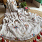 Pure mul cotton saree with cute prints and silver zari stripes
