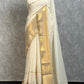 Pure and authentic soft mul cotton saree with zari border on one side