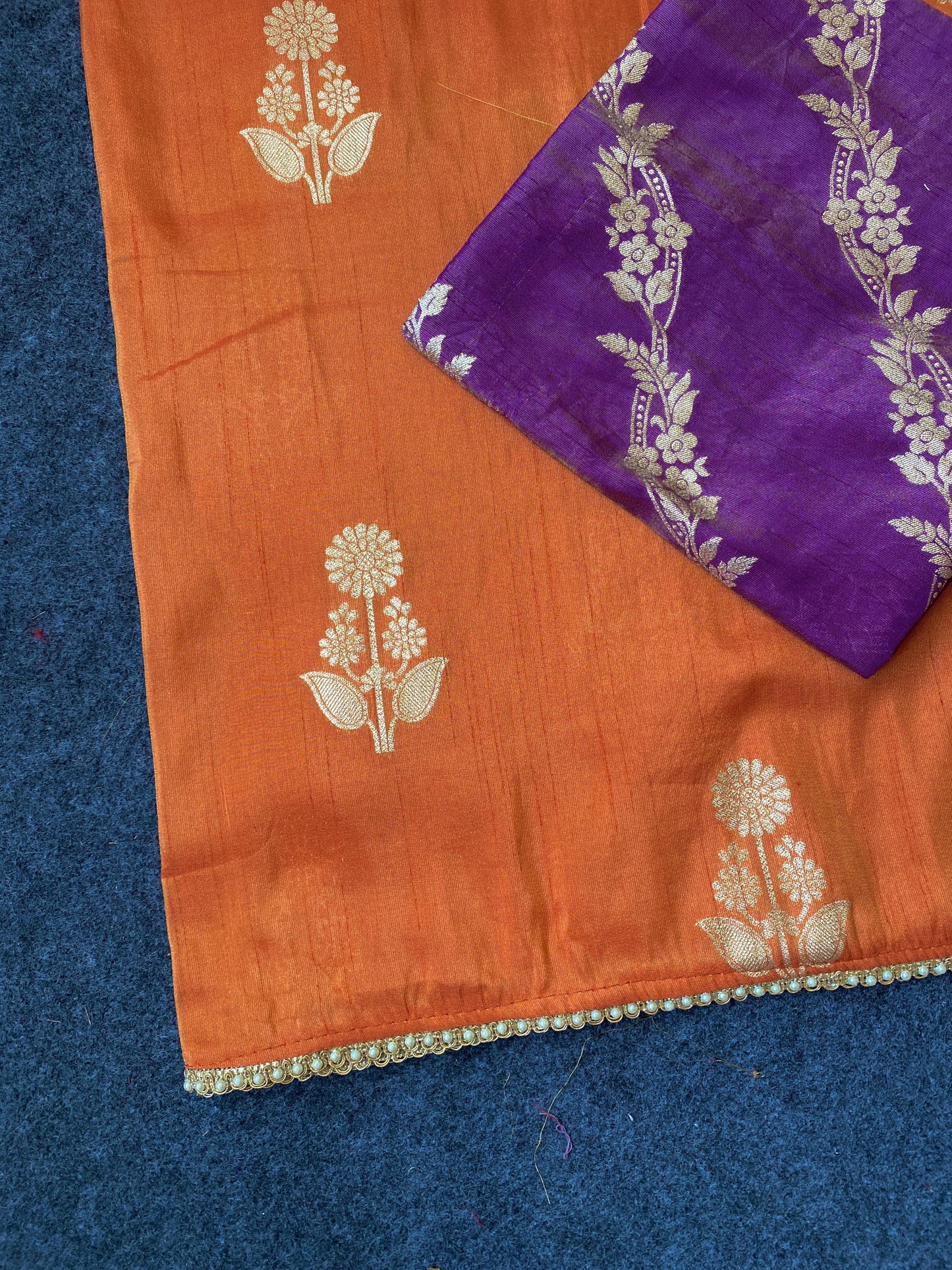 Premium Pure viscous dola silk saree with contrast blouse