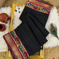 Soft viscous cotton saree with kalamkari printed border and pallu - black