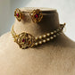 Pearl rose choker - red