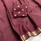 Premium viscous crushed chinon silk with lurex zari lines - 2