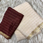 Soft viscous chinon silk saree with checks with contrast blouse
