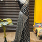 Soft munga silk saree with box checks weavings - black