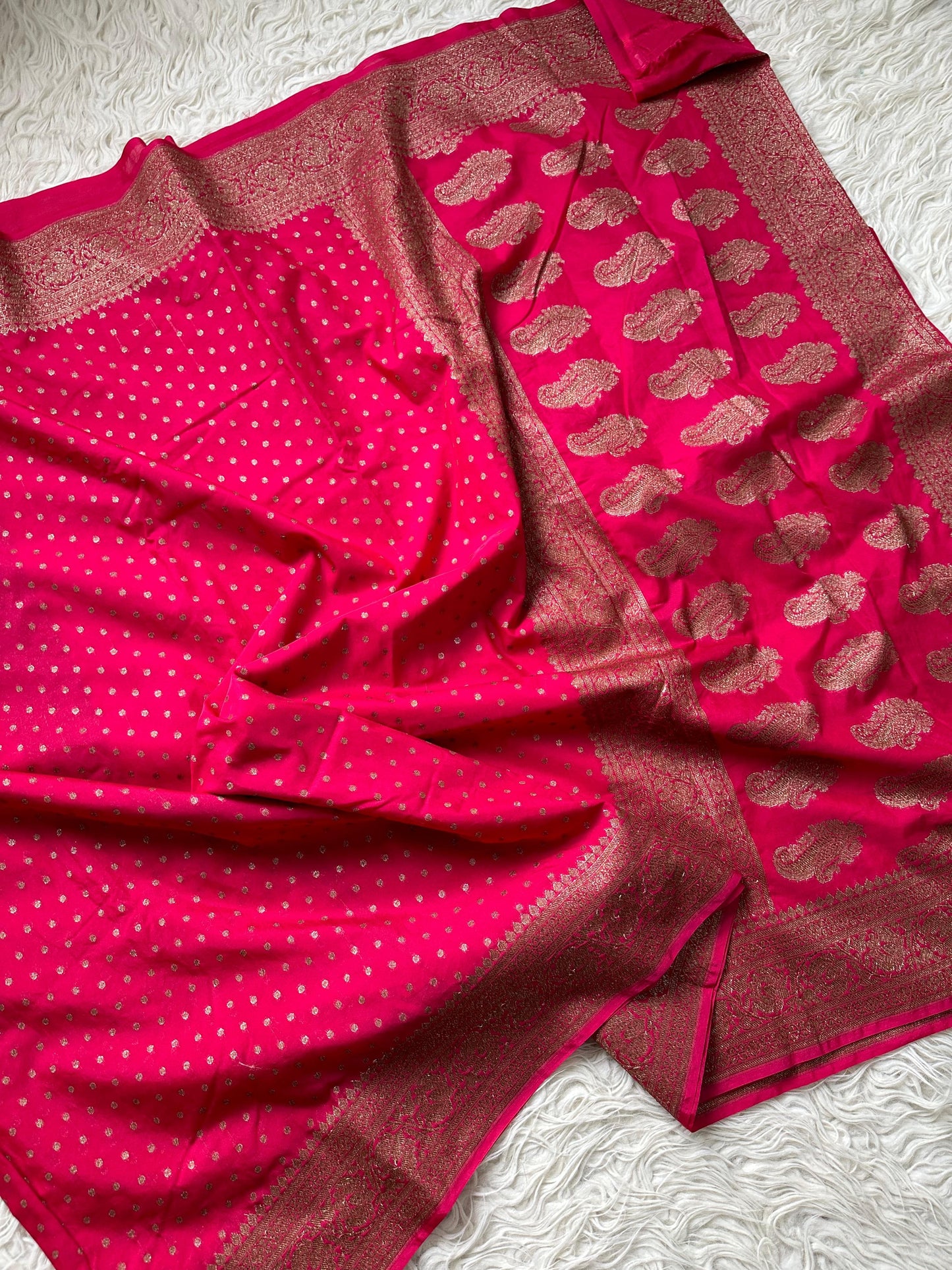 Beautiful semi banarasi saree with antique weaves and small buttas