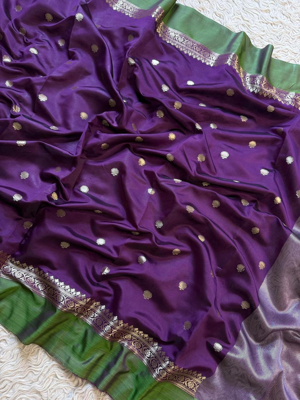 Beautiful semi Banarasi satin silk saree